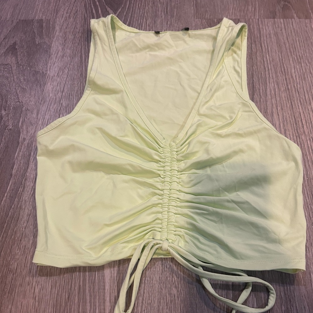 Lime green cinched crop top please see measurements for size